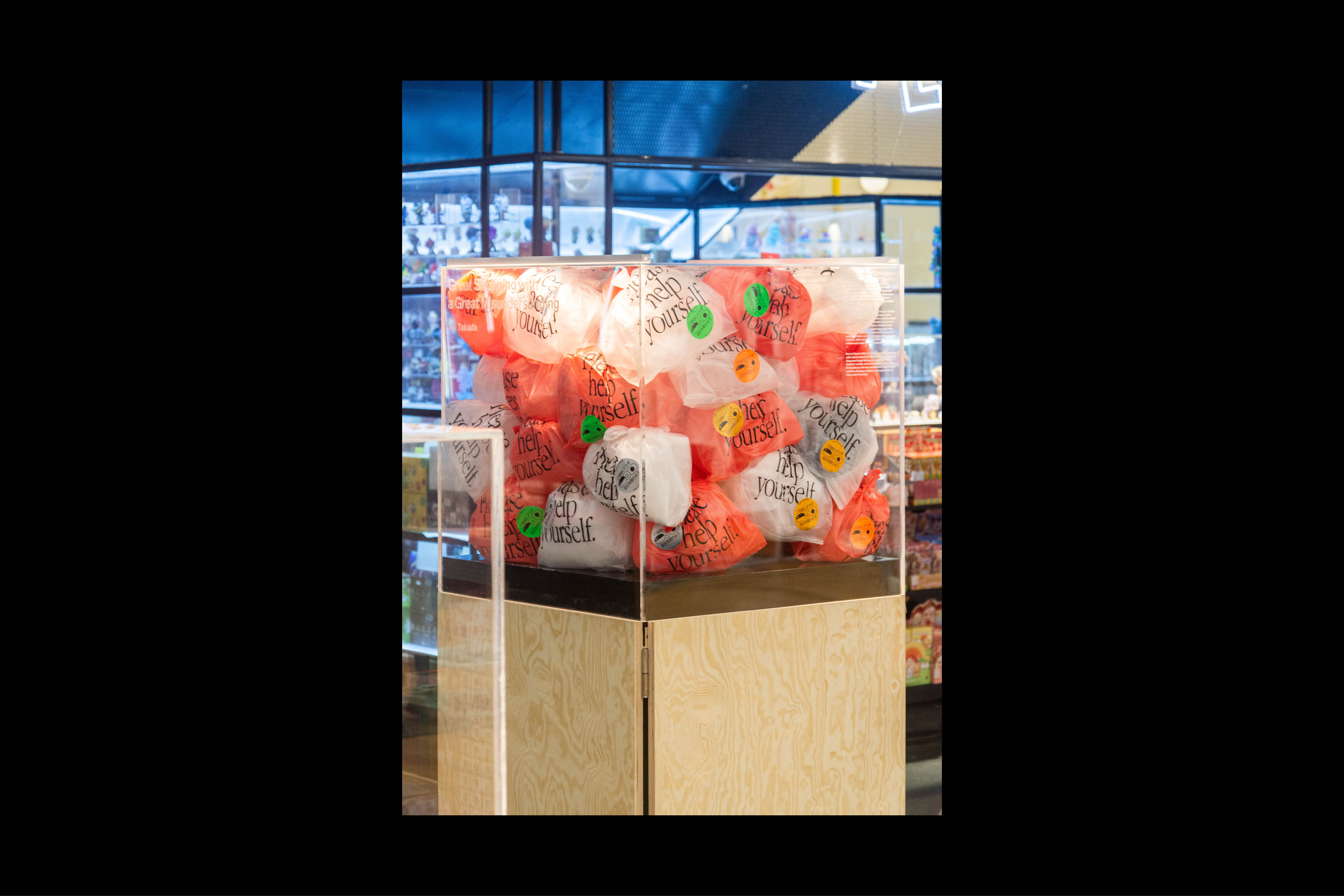 995 SHOP   How Do We Shop  (curation, work in image by Yui Takada), at Singapore Design Week 2024, with Hans Tan